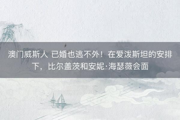 澳门威斯人 已婚也逃不外!在爱泼斯坦的安排下,比尔盖茨和安妮·海瑟薇会面