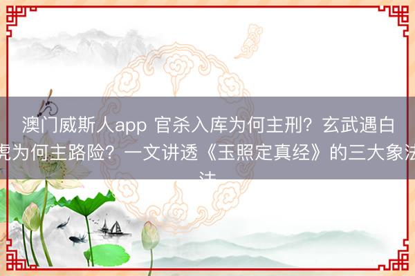 澳门威斯人app 官杀入库为何主刑？玄武遇白虎为何主路险？一文讲透《玉照定真经》的三大象法